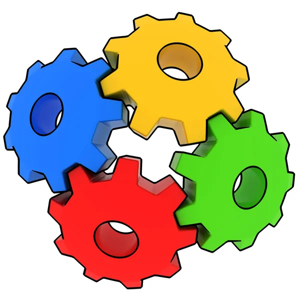 stock image Colorful gears on white background