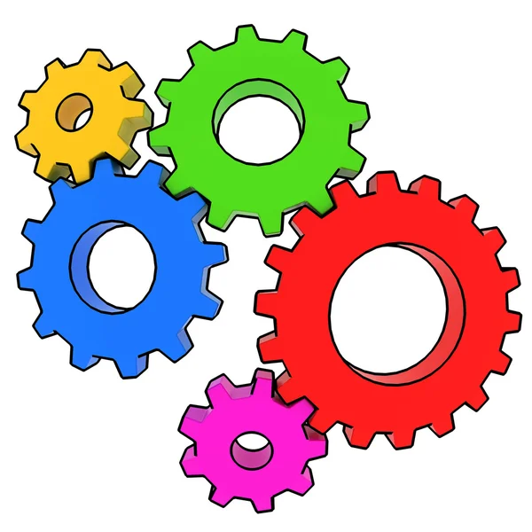Colorful gears on white background — Stock Photo, Image