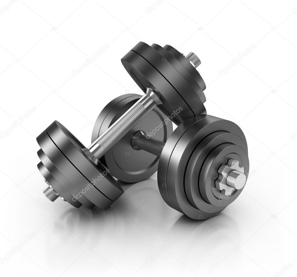 Dumbbell weights isolated on white
