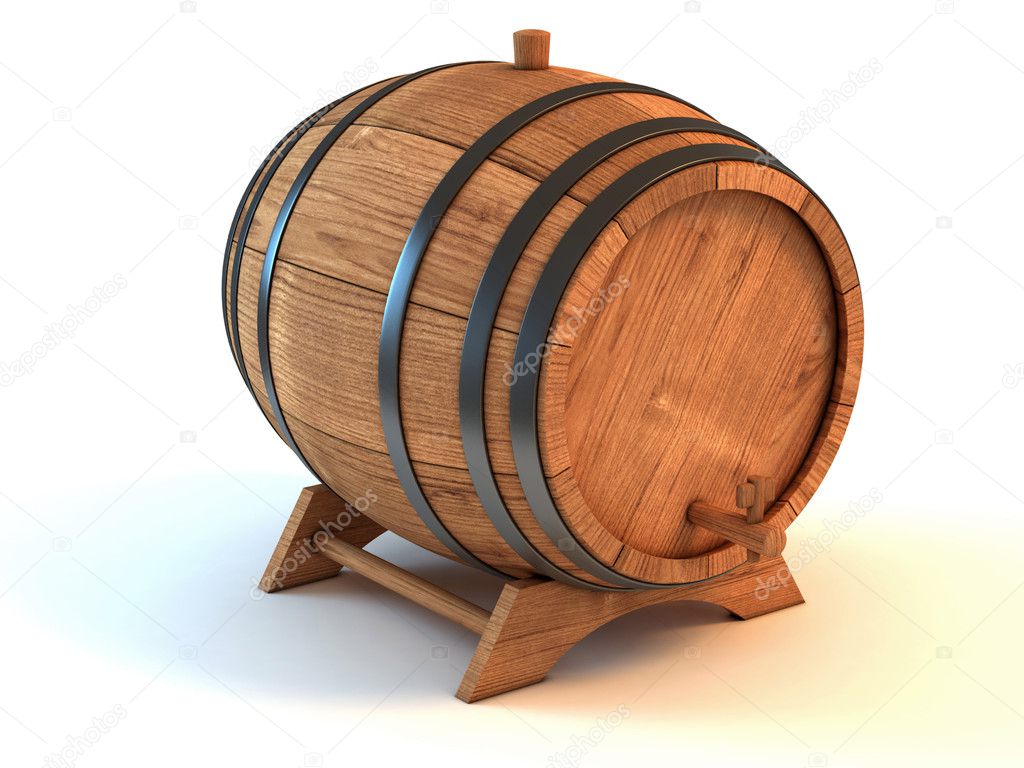Wine barrel the white background