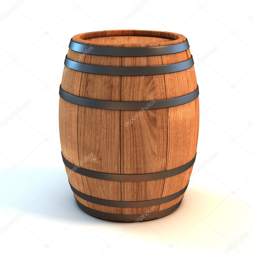 Wine barrel over white background