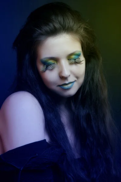 stock image Girl with green make-up