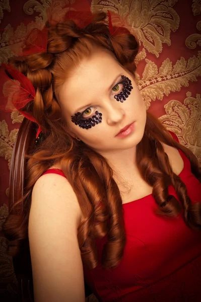 Μπούκλες Redheaded κορίτσι — Φωτογραφία Αρχείου