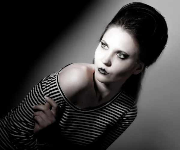, the girl mime with black and white — Stock Photo, Image