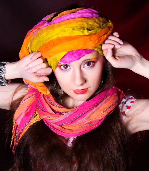 Oriental girl with a scarf — Stock Photo, Image