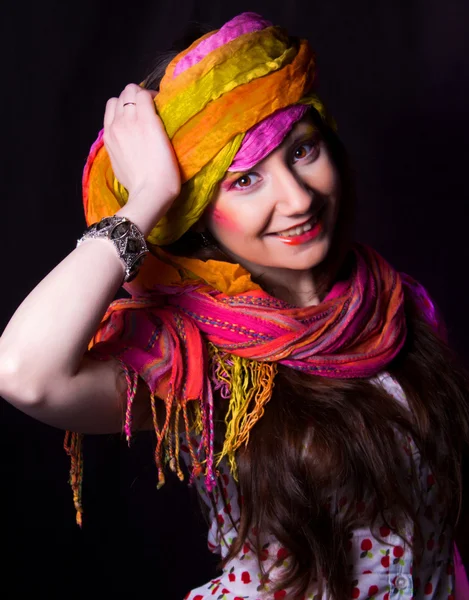 Oriental girl with a scarf — Stock Photo, Image