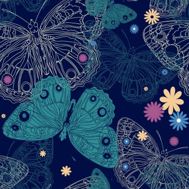 Beautiful butterfly on a seamless background in vector clipart