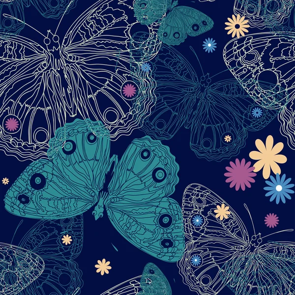 Hermosa mariposa sobre un fondo sin costuras en vector — Archivo Imágenes Vectoriales