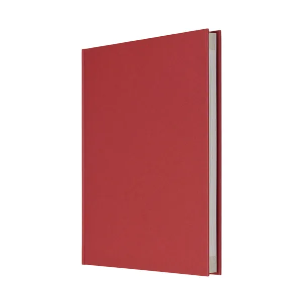 Staande gesloten rode boek op witte achtergrond — Stockfoto