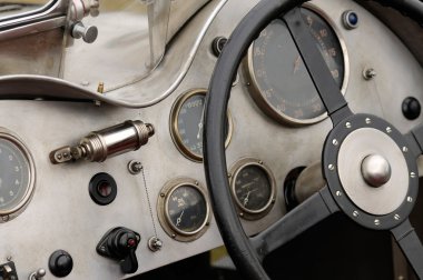 Detail of a vintage racing car