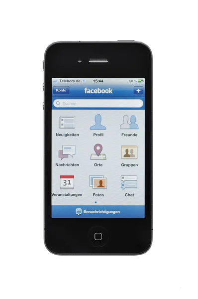 IPhone 4 gen na białym tle z aplikacji facebook.com — Zdjęcie stockowe