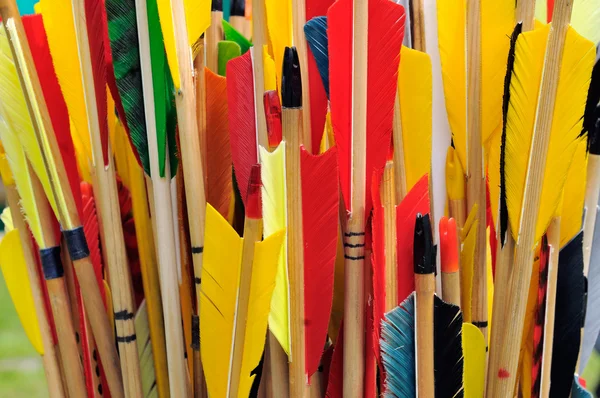 Fletchings de flecha en diferentes colores . — Foto de Stock
