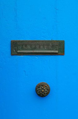 Blue door and letterbox clipart