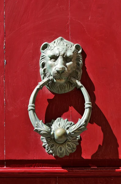 Golpeador de puerta de león de bronce — Foto de Stock