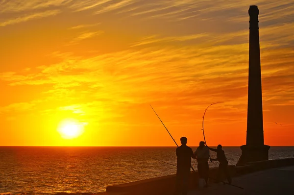 सूर्यास्ताला मासेमारी — स्टॉक फोटो, इमेज