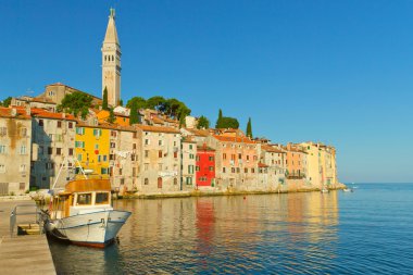 Old houses with the St. Euphemia church's tower.(Rovinj) clipart