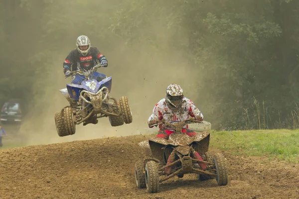 Two quad motorbike riders in the race — Stock Photo, Image