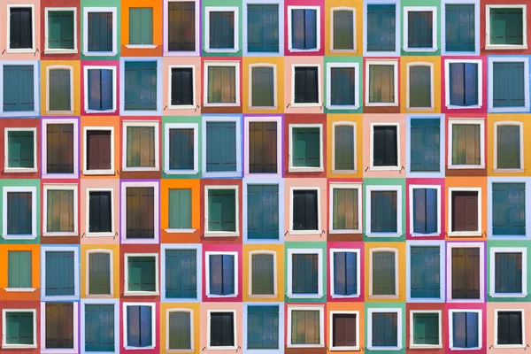 Set of 78 color windows of the island Burano — Stock Photo, Image