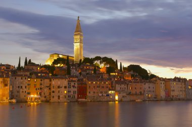 The old town Rovinj at night (Croatia, Europe) clipart