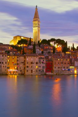 Cathedral of St. Euphemia in the old town Rovinj at night (Croat clipart