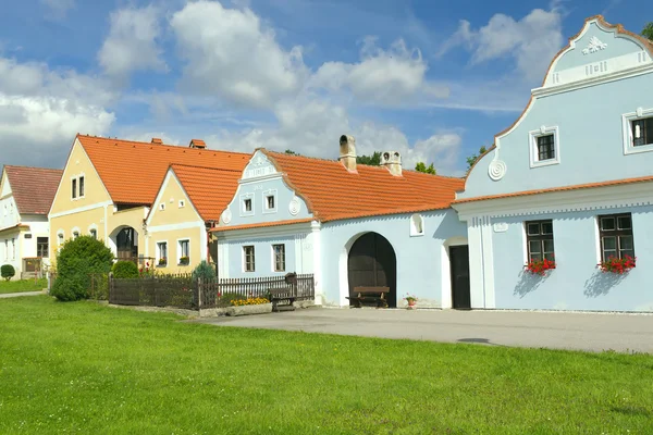 stock image Rural decorated houses in Zabori ( Czech Republic)