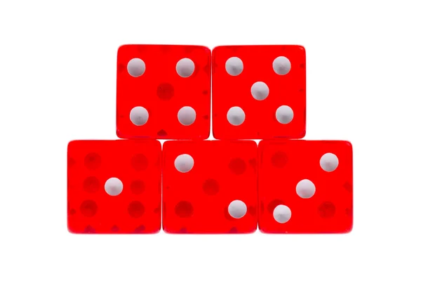 Five transperant red dice — Stock Photo, Image