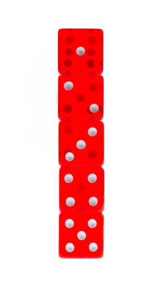 Öt átlátszó piros kocka — Stock Fotó
