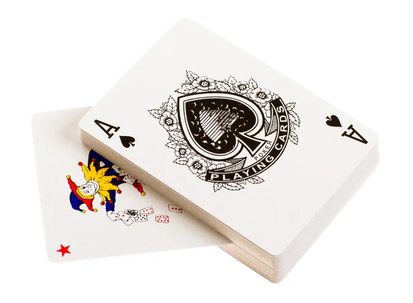 Jogando cartas, um ás e um brincalhão — Fotografia de Stock