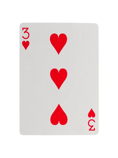 Alte Spielkarte (drei) — Stockfoto