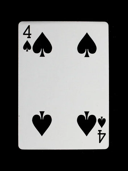 Стара гральна картка (чотири) ізольована — стокове фото