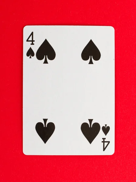 Staré hrací karta (čtyři), samostatný — Stock fotografie