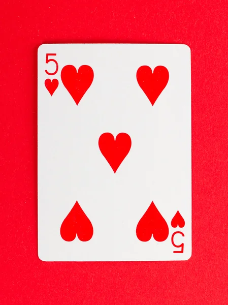 Staré hrací karta, (pět) — Stock fotografie