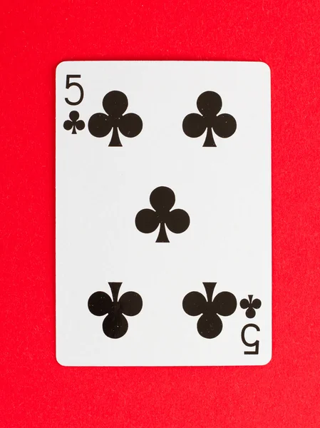 Vieille carte à jouer (cinq ) — Photo