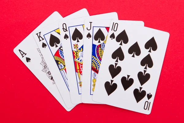 Staré hrací karty (royal flush) — Stock fotografie