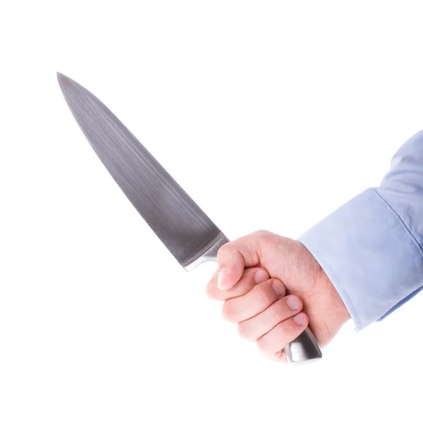 Muž s ostrým nožem v ní je ruka — Stock fotografie