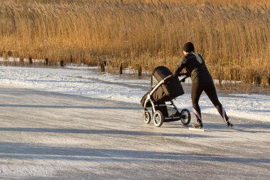 A woman is skating clipart