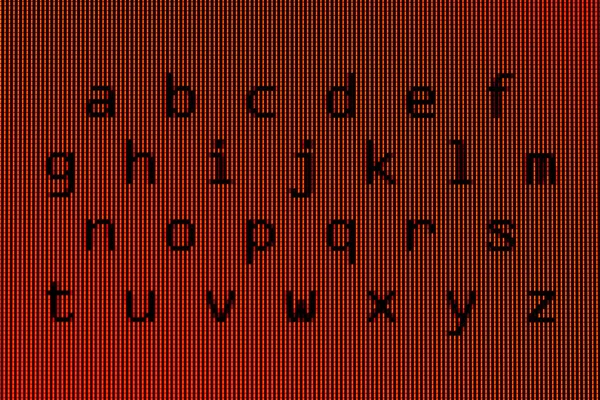 Alfabet z bliska na ekranie komputera — Zdjęcie stockowe