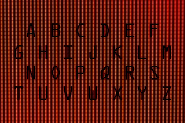 Yakın bilgisayar ekranında alfabesiyle — Stok fotoğraf