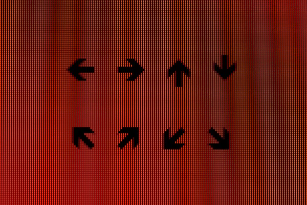 Setas em close-up em uma tela do computador — Fotografia de Stock