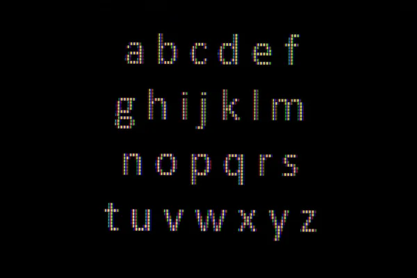 コンピューターの画面上のクローズ アップのアルファベット — ストック写真