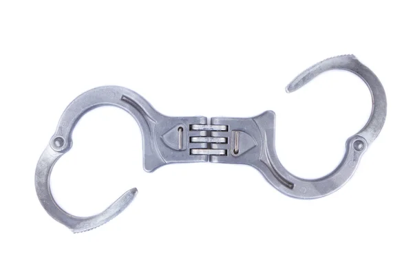 Металлические наручники изолированы на белом фоне — стоковое фото
