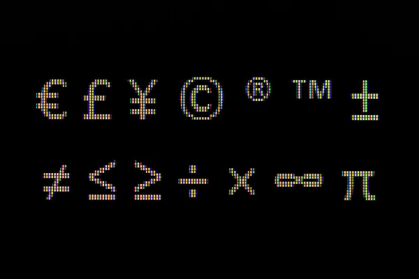 Symbole z bliska na ekranie komputera — Zdjęcie stockowe