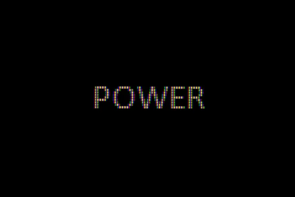 Power (bildpunkter) i närbild på en datorskärm — Stockfoto