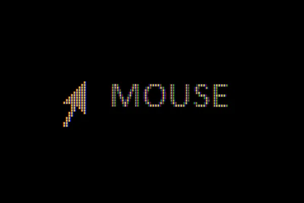 Стрілка миші (пікселі) крупним планом на екрані комп'ютера — стокове фото