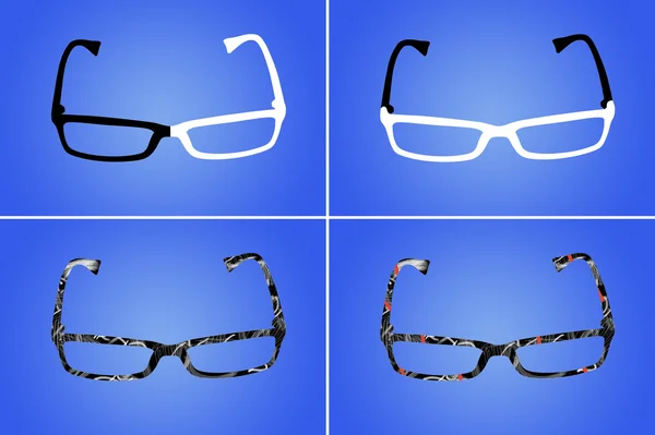 Fyra olika glasögon — Stockfoto
