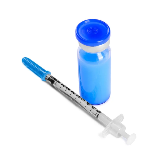 Jeringa de insulina y vial para preparaciones inyectables —  Fotos de Stock