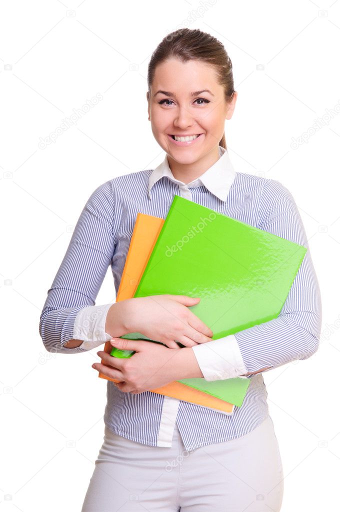 Businesswoman with folders