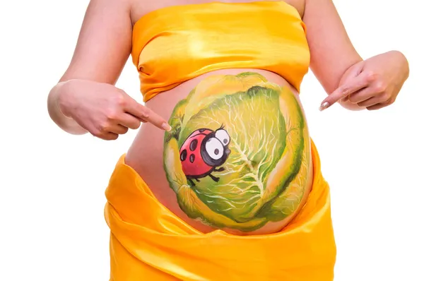 Ciąży brzuch ze wzorem — Zdjęcie stockowe