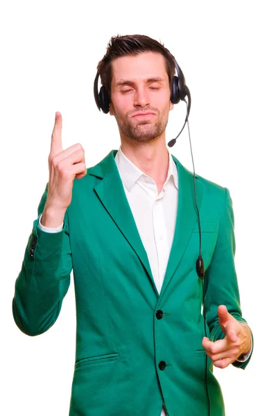 stock image Young man listening to music