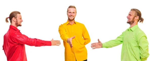 Três homens apertam as mãos — Fotografia de Stock
